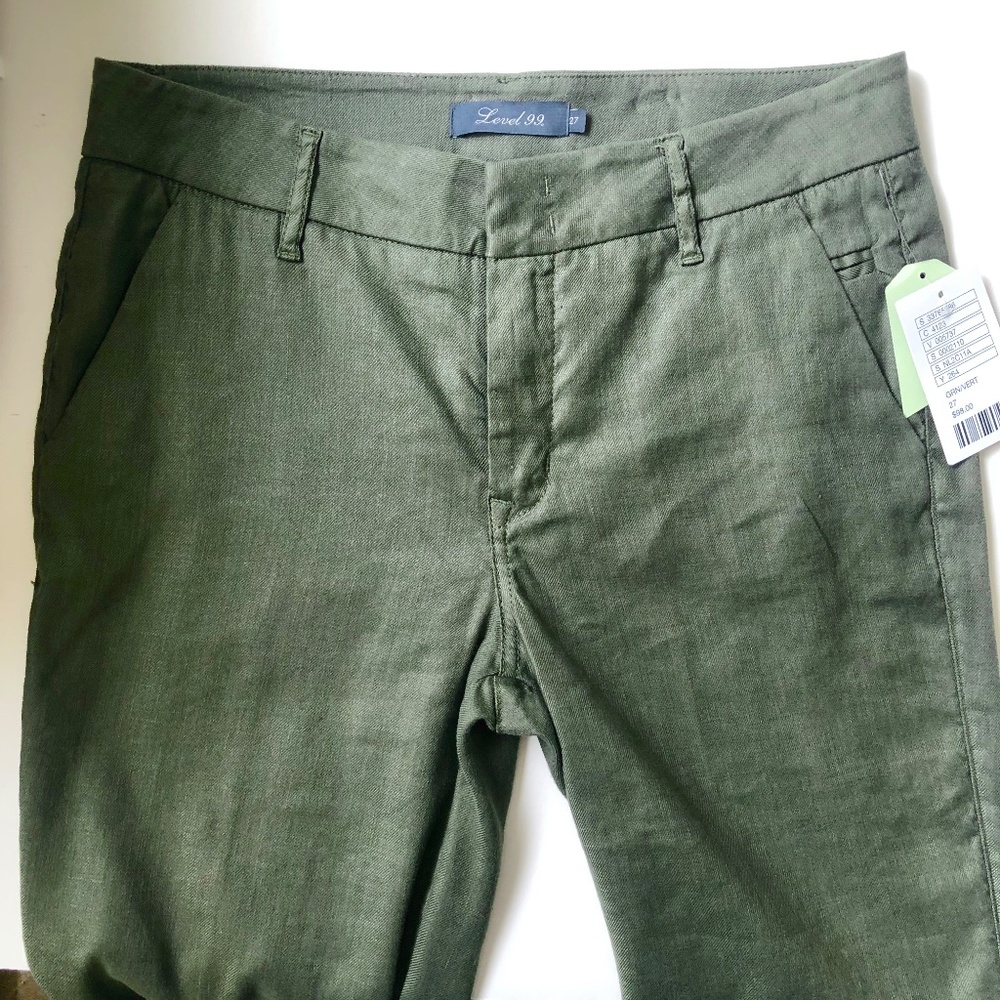 NWT Level 22 Slit Leg Pant Khaki Green Size 27